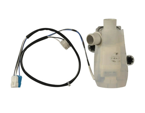 Genuine OEM Drain Pump For LG Washing Machines Ready To Swap In Replacement Pump Assembly showing wires and connectors.