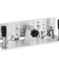 Hefty Aluminum Belt Sander Knife Jig Featuring Smooth Adjustable Angle Grinding Guide for zero friction tool sharpening and rock solid clamping stability.