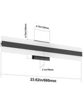 Dope Sleek Black Vanity Light 23.6 Inch LED Up and Down Fixture With Frosted White Acrylic Diffusers, dimensions shown in image