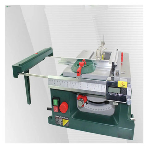 Mini Table Saw For Home Diy Projects Portable Woodworking Power Tool with adjustable ruler and push cutter design.
