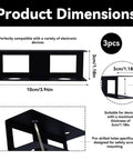 Super Rugged Under Desk Laptop Mount Handles Devices Up To 1.18 Inches Thick Includes Bracket Kit And Hardware for three black wrought iron mounts with dimensions.