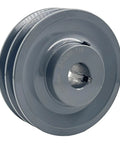 Double Groove V Belt Pulley 4.45 Inch Outer Diameter 7/8 Inch Bore Cast Iron For A AX 3L 4L V Belts With Standard Keyseat 3/16x3/32 And Two Screws