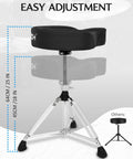 Saddle Drum Throne Seat With Swivel Adjustable Padded Drum Stool Heavy Duty Motorcycle Style Widened Drum Chair in black