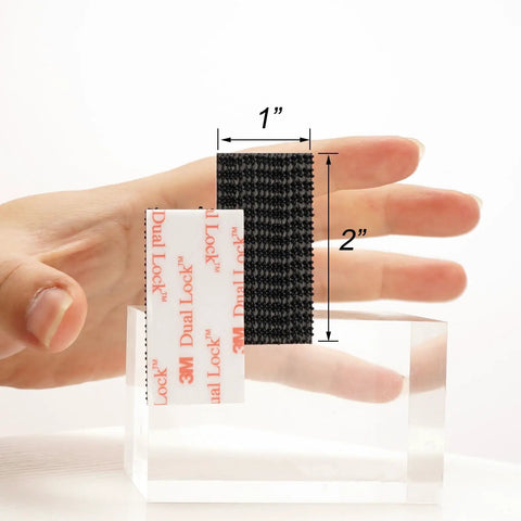 Heavy Duty Reclosable Fastener Tape Featuring Rock Solid Grip Mushroom Stem Mount Strips, 1x2 inch size for easy attachment.