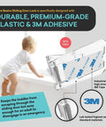 Sliding Closet Door Child Lock With Double Sided Tape Easy Install shown in clear durable plastic with 3M adhesive.