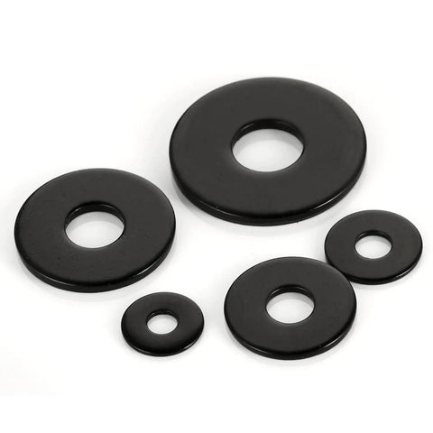 50 Pack M6 Stainless Flat Washers With Black Finish For Screws And Bolts 17.7 Mm Outer Diameter 6.6 Mm Inner Diameter 1.3 Mm Thick 304