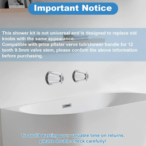 Installation of Two Piece Shower Knob Replacement Set With Flange Base For Hot And Cold Tub Faucet Handles Verve Style Trim Kit