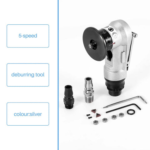 45 Degree Manual Pneumatic Chamfering Machine For Metal Trimming And Deburring. Durable silver deburring tool with 5-speed settings.