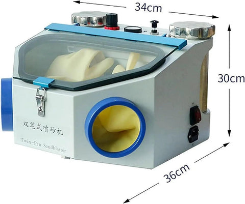 Professional Grade Dental Lab Dust Collector Box With Bright LED Viewing Window And Slick Dual Filter System For Precision Sandblasting, 36x34x30 cm.