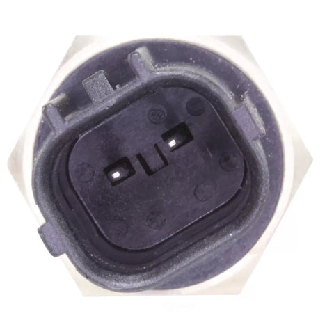 Front view of engine coolant temperature sensor with black 2-pin connector and hex metal body.