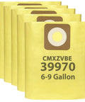Five Pack Fine Dust Filter Bags For 6 To 9 Gallon Shop Vacuums Replacement Bags For 17584 And 17590 Series CMXZVBE39970 Compatible