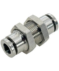 2-Pack 304 Stainless Steel Bulkhead Union Quarter Inch Tube OD Push-To-Connect Pneumatic Quick Connect Air Fitting For Air Lines