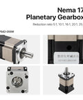 Nema17 Hps42 Planetary Gearbox Speed Reducer for Stepper Motors showing square housing and 5mm shaft with 20:1 ratio.
