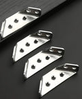 Heavy Duty Stainless Steel Furniture Corner Brackets With Screws, triangular shape for wood drawer support.