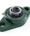 Ten Piece Set Heavy Duty Cast Iron Pillow Block Bearings 1 Inch Bore Two Bolt Flange Replacement For UCFL20516 Fits Farms Conveyors Garage Doors Manufacturing Systems Superior Vibration Resistance Long Last Performance For Workhorse Tasks. Green cast iron pillow block bearing, 1 inch bore, two-bolt flange