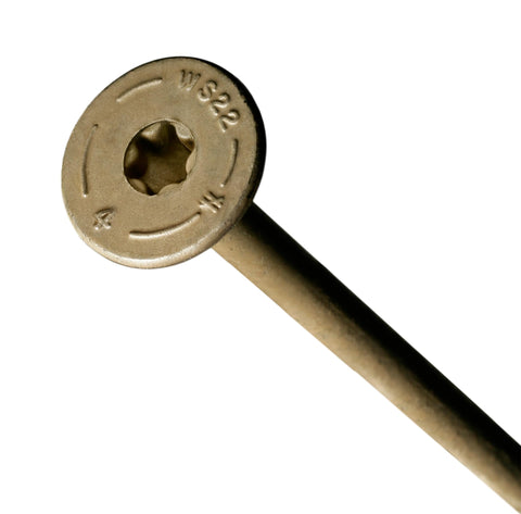 Hardcore Exterior Grade Timber Screws Four Inch Heavy Duty Wood Fasteners With Double Barrier Coating And Wide Washer Head Built Like A Tank For Rough Job Sites And Drives Dead Nuts Tight Pack Of Fifty with visible T40 drive head.
