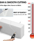 3 In 1 Foam Cutter Kit With Hot Wire Knife And Bow Cutter Pen slicing foam block with heat indicator, showing cutting precision.