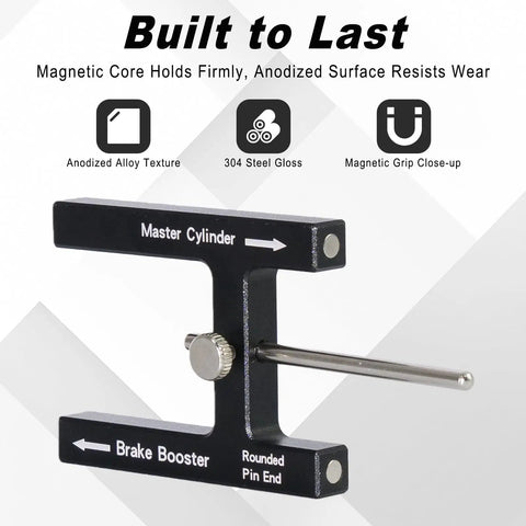 Heavy Duty Brake Booster Adjustment Tool And Master Cylinder Depth Checker With Adjustable Push Rod Set for Fast Pedal Measurements.