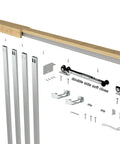 No-Fuss Pocket Door Frame Kit For 2x4 Walls, 36 By 96 Inches, Soft Close Up To 220 Lbs, Galvanized Steel Studs, Durable Pine Header