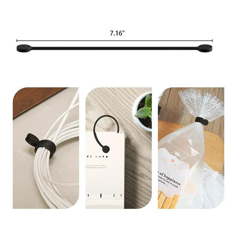 Reusable Silicone Magnetic Cable Ties 20 Pack Black For Neat Cord Organization And Bundling, Magnetic Ends For Cables