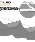Installation guide for 7 Ft W X 16 Ft L Retractable Pergola Shade Cover with light grey 240GSM fabric on wire cables.
