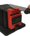 All In One Sharpening Station For Knives, Chisels And High Speed Steel Drill Bits Electric Multitask Sharpener in use with knife
