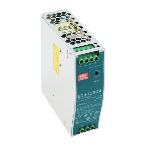 Rock Solid 12 Volt DIN Rail Power Supply 120W 10A Industrial AC DC For Semiconductor Equipment Wide Input Low Voltage Supply Built For The Job Rugged Metal Case, front view