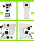 Heavy Duty Automatic Turret Digital Vickers Hardness Tester With Precision Touchscreen Display For Metal Steel Analysis front view with touchscreen and turret components.