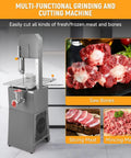 Powerful 550W Commercial Meat Bandsaw With 9.5 Inch Cutting Depth And 10 Inch Cutting Width For Meat Bones And Frozen Food Processing