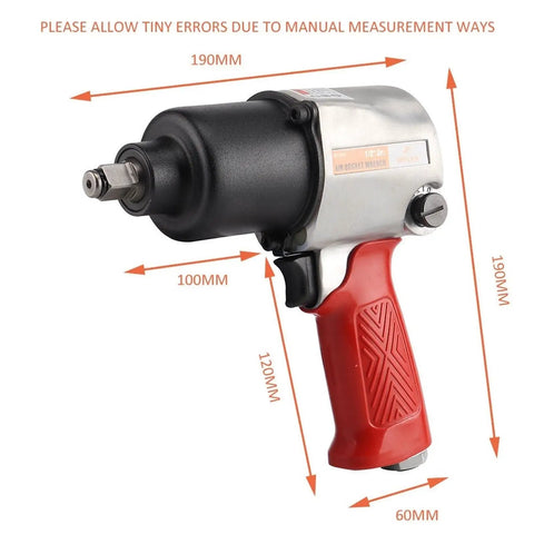 Premium 1/2 Inch Drive Pneumatic Impact Wrench Delivers Badass High Torque with a rubber grip handle for tough automotive jobs.