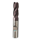 Roughing square end mill, 1/2 in dia, 4-flute, M42 cobalt TiAlN-coated for steel (Amazon BISS).