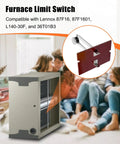 Upgraded Furnace Limit Switch For 87F16 87F1601 L140-30F L140F-40 36T01B3 shown next to a heating unit in a family room.