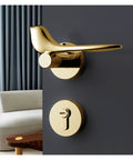 Heavy Duty Silent Magnetic Door Lock For Interior Bedroom Privacy Gate Latch Ultra Quiet Operation Pivot Slide Bolt Pvd Gold hardware on door.