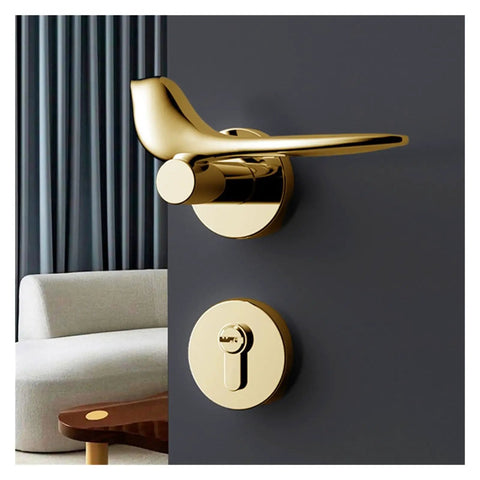 Heavy Duty Silent Magnetic Door Lock For Interior Bedroom Privacy Gate Latch Ultra Quiet Operation Pivot Slide Bolt Pvd Gold hardware on door.