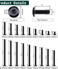 12 Sets M6x45mm Flat Head Socket Cap Screws With Barrel Nuts And 1 Hex Wrench, 304 Stainless Steel dimensions and sizes chart