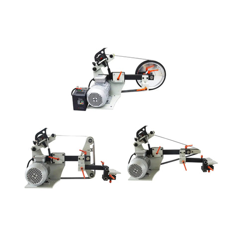 Heavy Duty 72X2 Inch Industrial Belt Sander Machine With Variable Speed For Knife Sharpening Rust Removal And Metal Polish showing motor and frame.