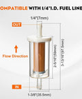 Inline Gas Fuel Filter For Briggs Stratton John Deere Craftsman Troy Bilt MTD Lawn Mowers And Tractors One Quarter Inch Replacement Filter
