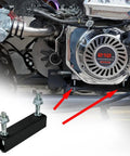 Installed Torque Converter Engine Riser Hardware Kit For Predator 212cc 224cc 196cc showing close-up of bolts and spacers on engine