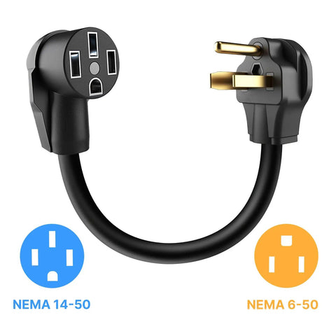 6-50P To 14-50R EV Charger Adapter Cord For 220V 50 Amp Outlets, Heavy Duty Pure Copper Connector, 3 Prong To 4 Prong Plug