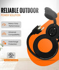 Weatherproof Outdoor Power Outlet Kit With 10 Foot 15 Amp Extension Cord 125 Volt 5 15R Receptacle Waterproof Black