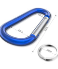 Badass 3 Inch Aluminum Carabiner Clips Packing Nifty Spring Snap Hooks And Slick Steel D Rings For Your Hella Durable Dog Leashes Camping Tents And Daily Loadouts 10 Piece Bundle with blue clip and matching ring.