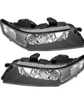 Headlights Assembly With Black Housing Replacement For Acura TSX 2004 2005 Halogen Bulbs AC2518106 AC2519106