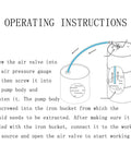 Operating instructions for Snazzy Stainless Steel Air Operated Oil Transfer Pump, showing setup for liquid extraction.