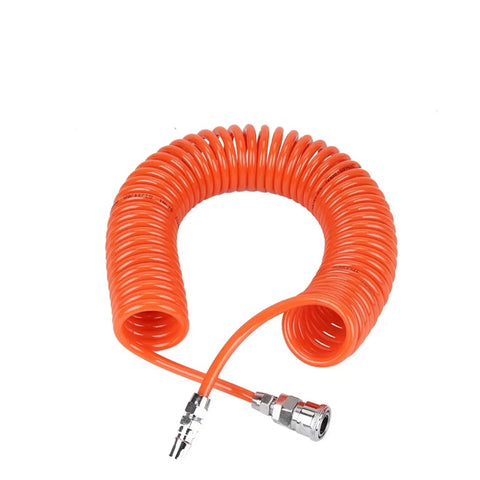 Pro Grade Polyurethane Coiled Air Hose With Twist Free Swivel End Fittings Grease Resistant Pneumatic Spiral Tube for Air Compressor.