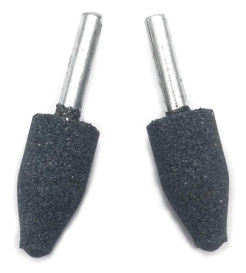Mounted Grinding Point Set For DIYers And Pros, Quarter Inch Shank, Five Eighths Inch Diameter Conical Abrasive Stones, 2 Pack