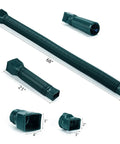 Green Two Pack Flexible Rain Gutter Downspout Extensions No Brainer Easy Install Drain Extenders For Rainwater Drainage Extendable From 21 To 68 Inches Durable Thickened PE Gutter Connector Kit showing different sections and adapters.
