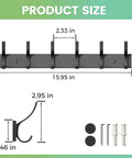 Coat Rack Wall Mount With Six Heavy Duty Hooks In Black For Entryway Bedroom Or Closet Keeps Coats Hats Bags And Purses Organized