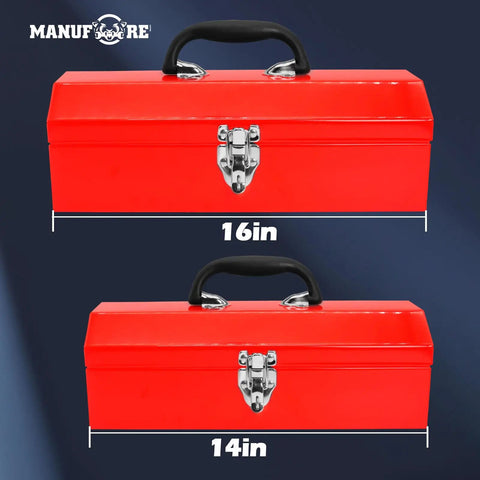 Rugged 14 Inch Metal Tool Box With Heavy Duty Carry Handle For Backyard Bosses And Handyman Heroes To Lock Up Pliers Hammers Screwdrivers And All Your Yard Work Stash Inside A No Frills Lightweight Chest Crafted To Outlast Rough Days