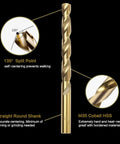 Axelord 13-piece cobalt drill bit set in index case; M35 HSS, 135° split point, straight shank