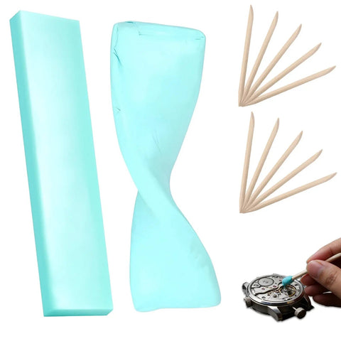 13 Piece Watch Repair And Cleaning Kit With 10 Willow Sticks And 2 Pieces Watchmaker Cleaning Clay for jewelry and watch maintenance